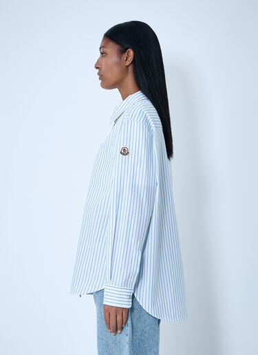 Striped Shirt With Logo Patch Moncler Striped Shirt With Logo Patch White mon0261009