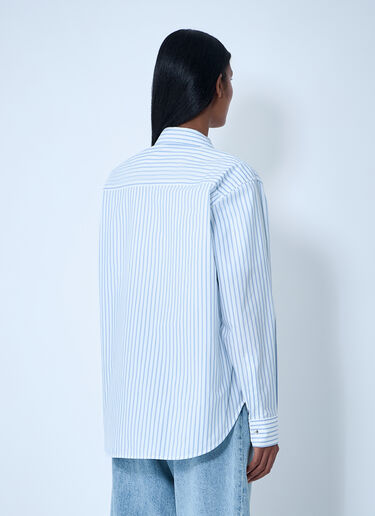 Striped Shirt With Logo Patch Moncler Striped Shirt With Logo Patch White mon0261009