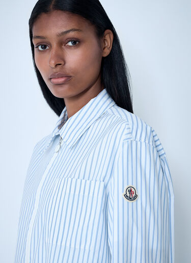 Striped Shirt With Logo Patch Moncler Striped Shirt With Logo Patch White mon0261009