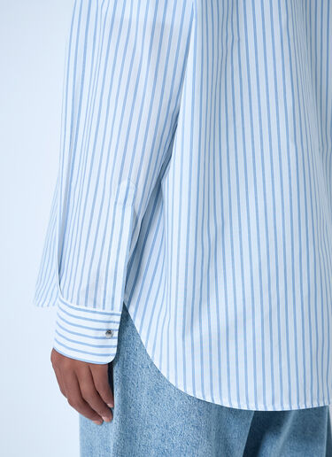 Striped Shirt With Logo Patch Moncler Striped Shirt With Logo Patch White mon0261009