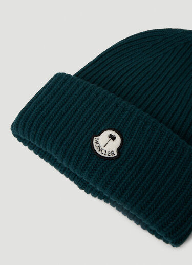 8 Moncler Palm Angels 로고 패치 비니 햇 그린 mpa0351007