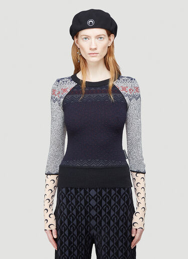 Regenerated Mélange Knit Hybrid Sweater Marine Serre Regenerated Mélange Knit Hybrid Sweater Grey mrs0246014
