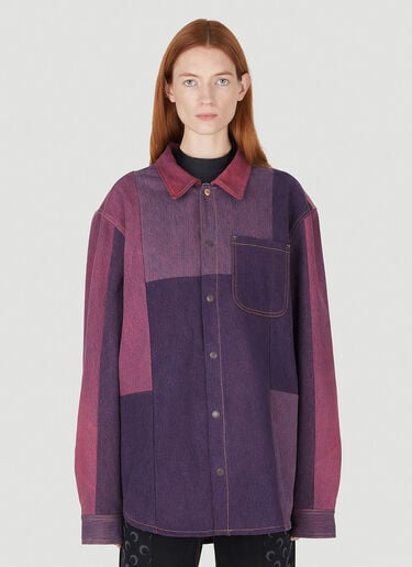 Marine Serre Contrast-Panel Denim Overshirt Pink mrs0248012