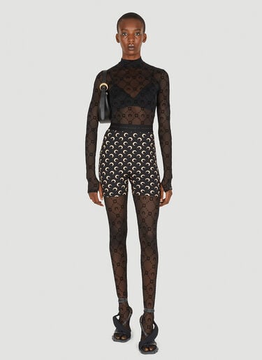 Flocked Mesh Long Sleeve Top Marine Serre Flocked Mesh Long Sleeve Top Black mrs0252027