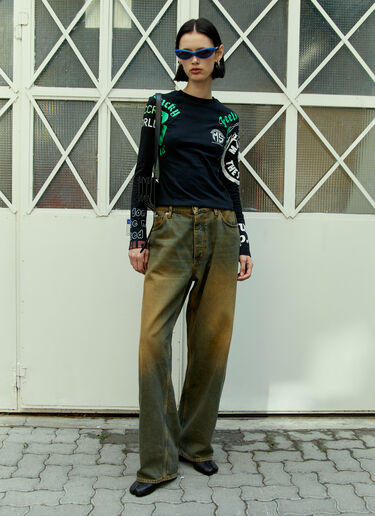 Marine Serre Regenerated 图案 T 恤 黑色 mrs0254007