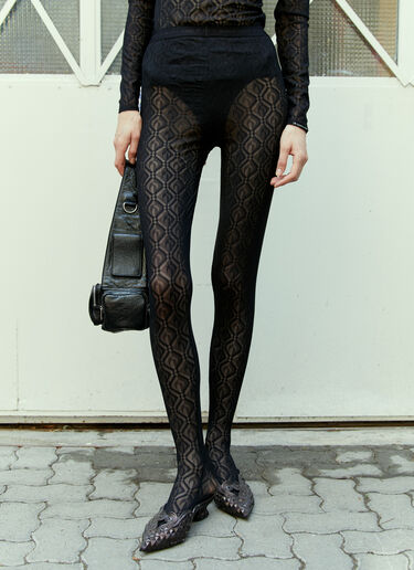 Monogram Mesh Jacquard Tights Marine Serre Monogram Mesh Jacquard Tights Black mrs0254009