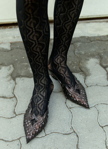 Monogram Mesh Jacquard Tights Marine Serre Monogram Mesh Jacquard Tights Black mrs0254009
