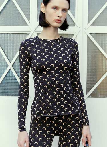 Marine Serre Regenerated Moon Long Sleeve Top Black mrs0254014