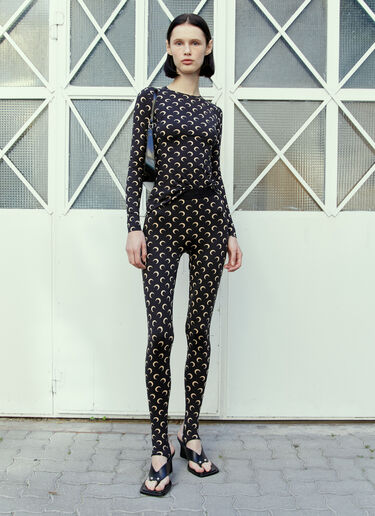 Marine Serre Regenerated Moon Long Sleeve Top Black mrs0254014