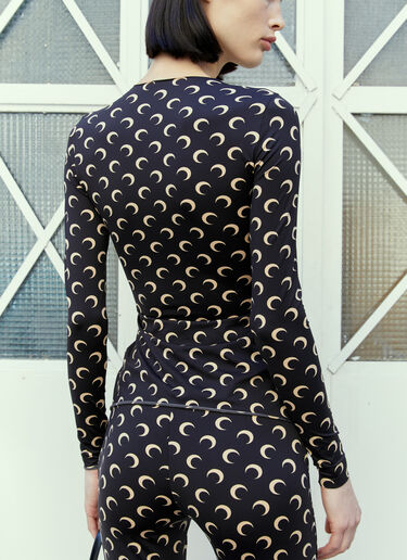 Marine Serre Regenerated Moon Long Sleeve Top Black mrs0254014
