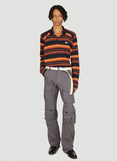 Martine Rose Striped Long Sleeve Polo Shirt Orange mtr0154012