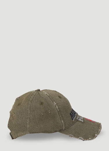 Logo Embroidery Distressed Baseball Cap Martine Rose Logo Embroidery Distressed Baseball Cap Khaki mtr0154019
