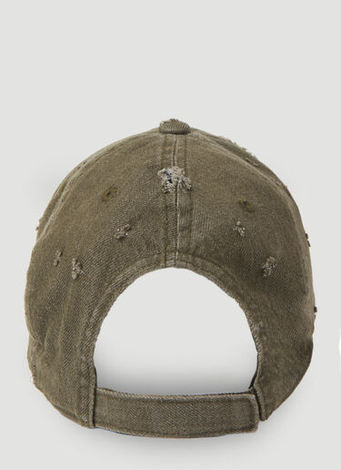 Logo Embroidery Distressed Baseball Cap Martine Rose Logo Embroidery Distressed Baseball Cap Khaki mtr0154019
