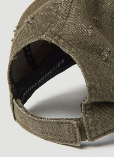 Logo Embroidery Distressed Baseball Cap Martine Rose Logo Embroidery Distressed Baseball Cap Khaki mtr0154019