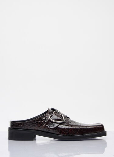 Martine Rose Square Toe Buckle Mules Brown mtr0158019