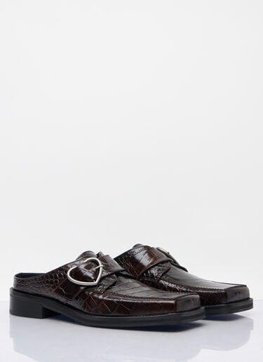 Martine Rose Square Toe Buckle Mules Brown mtr0158019
