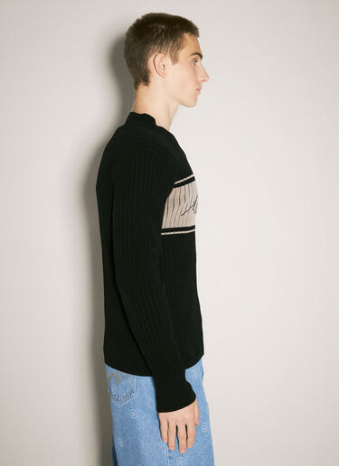 Martine Rose 셔닐 V-넥 스웨터 블랙 mtr0358010