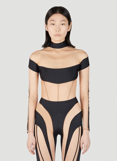 Mugler Cut Out Illusion Bodysuit Black mug0251033
