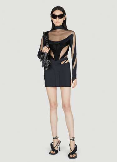 Mugler 컷아웃 일루전 보디슈트 블랙 mug0251043