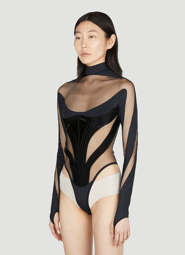 컷아웃 일루전 보디슈트 Mugler 컷아웃 일루전 보디슈트 블랙 mug0251043