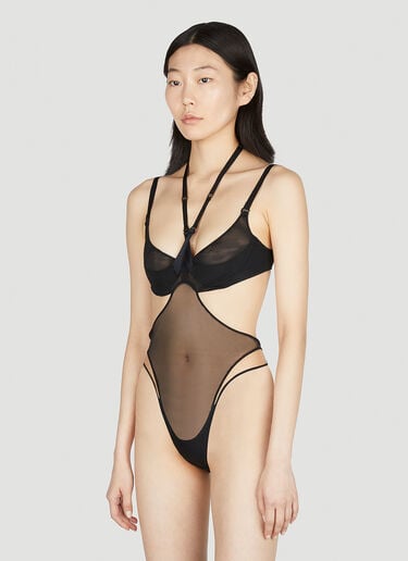Mugler 스트래피 컷아웃 일루전 보디슈트 블랙 mug0251044
