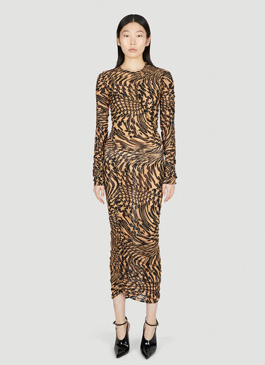 Graphic Print Mesh Dress Mugler Graphic Print Mesh Dress Beige mug0251048