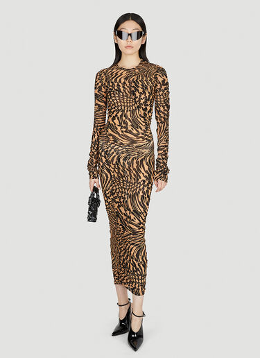 Graphic Print Mesh Dress Mugler Graphic Print Mesh Dress Beige mug0251048