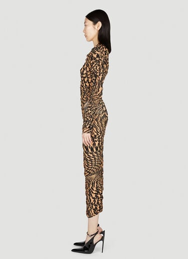 Graphic Print Mesh Dress Mugler Graphic Print Mesh Dress Beige mug0251048