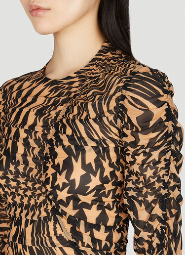 Graphic Print Mesh Dress Mugler Graphic Print Mesh Dress Beige mug0251048