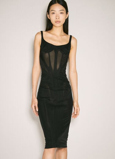 Mugler 코르셋 란제리 미디 원피스 블랙 mug0255006