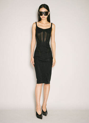 Mugler 코르셋 란제리 미디 원피스 블랙 mug0255006