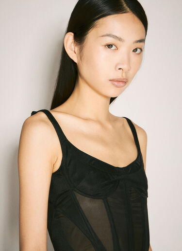 Mugler 코르셋 란제리 미디 원피스 블랙 mug0255006