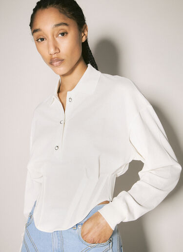 Mugler Corseted Polo Top Off White mug0258005