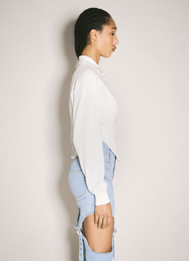 Mugler Corseted Polo Top Off White mug0258005