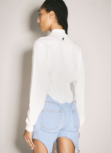 Mugler Corseted Polo Top Off White mug0258005