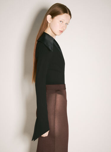Mugler 스파이키 새틴 칼라 바디수트 블랙 mug0258006