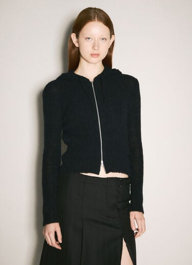 OUR LEGACY Compact Hooded Zip-Up Cardigan Black our0258005