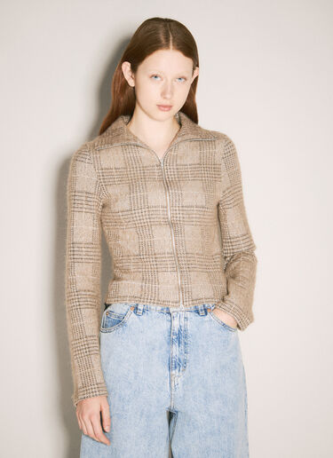 Hound Check Zip-Up Sweater Our Legacy Hound Check Zip-Up Sweater Beige our0258019