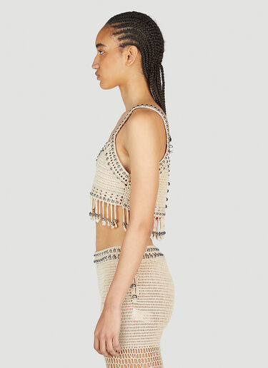 Beaded Crochet Top Rabanne Beaded Crochet Top Beige pac0254008