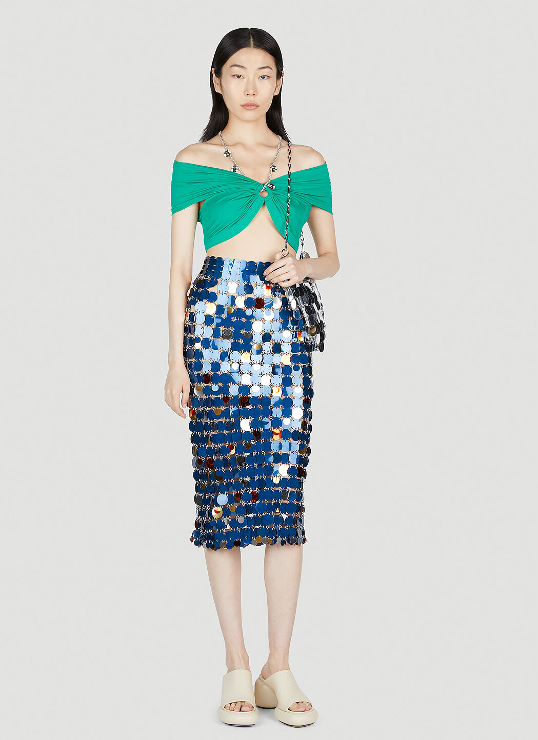 Rabanne Embellished Midi Skirt in Navy für Damen | LN-CC®