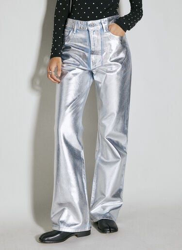 Metallic Coated Denim Jeans Rabanne Metallic Coated Denim Jeans Silver pac0254033