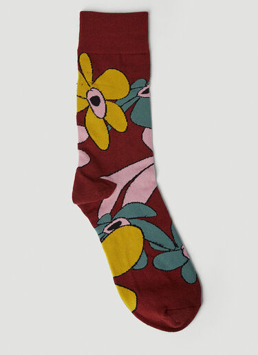 A Gesture Meadow Dress Socks P.A.M. A Gesture Meadow Dress Socks Burgundy pam0249013