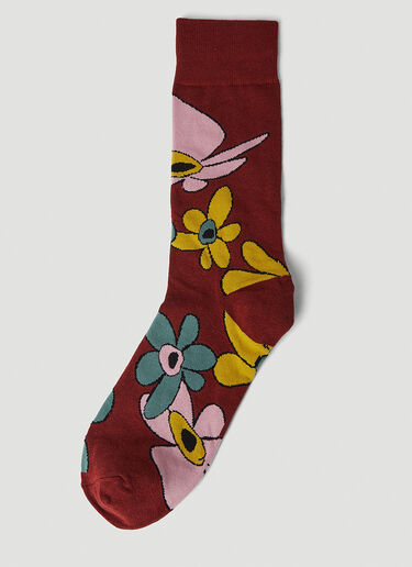 A Gesture Meadow Dress Socks P.A.M. A Gesture Meadow Dress Socks Burgundy pam0249013