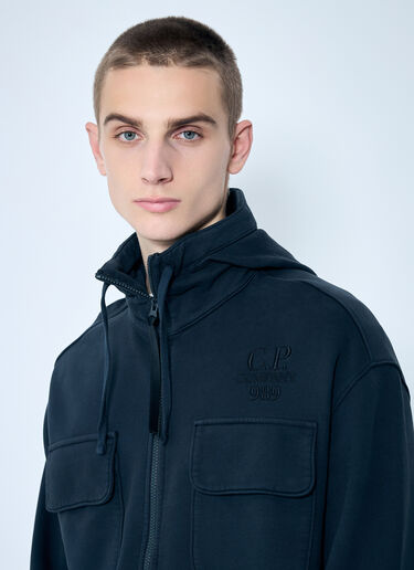 Logo Embroidery Hooded Sweatshirt C.P. Company Logo Embroidery Hooded Sweatshirt Black pco0157016