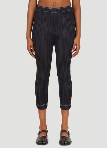 プリセ コントラストステッチ パンツ Pleats Please Issey Miyake プリセ コントラストステッチ パンツ ブラック plp0251012