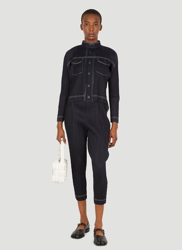 プリセ コントラストステッチ パンツ Pleats Please Issey Miyake プリセ コントラストステッチ パンツ ブラック plp0251012