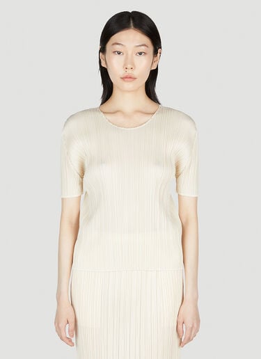 Pleated Crewneck Top Pleats Please Issey Miyake Pleated Crewneck Top Cream plp0253001