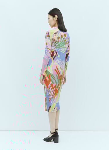Pleats Please Issey Miyake Frosty Forest Long-Sleeve Midi Dress Multicolour plp0255003
