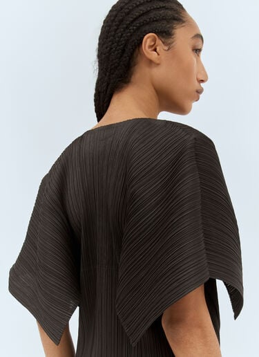 Pleats Please Issey Miyake Cap Sleeves Top Brown plp0258004