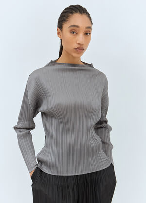 Pleats Please Issey Miyake High-Neck Top Grey plp0258022